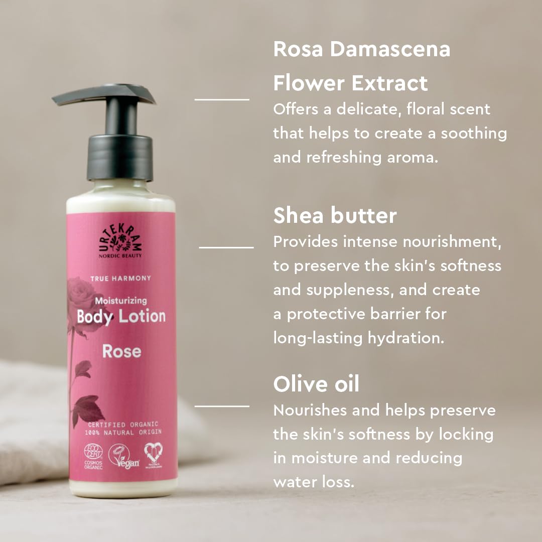 URTEKRAM Rose Body Lotion, 245 ML Beauty & Personal Care Urtekram