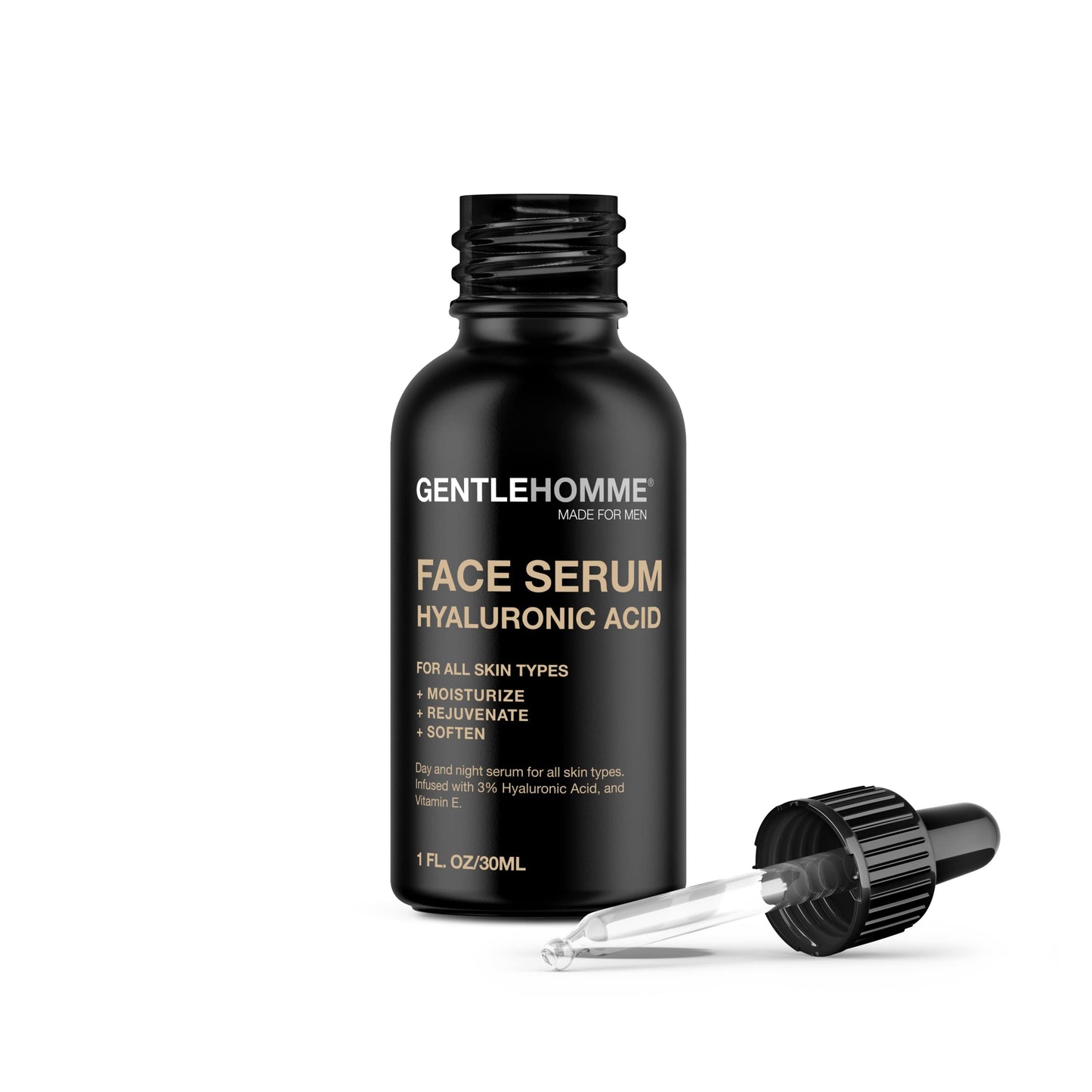 Gentlehomme - Hyaluronic Acid Face Serum - Men’s Facial Serum - With 3% Hyaluronic Acid & Vitamin E - Helps Moisturize, Rejuvenate & Soften Skin - Day Beauty & Personal Care Gentlehomme