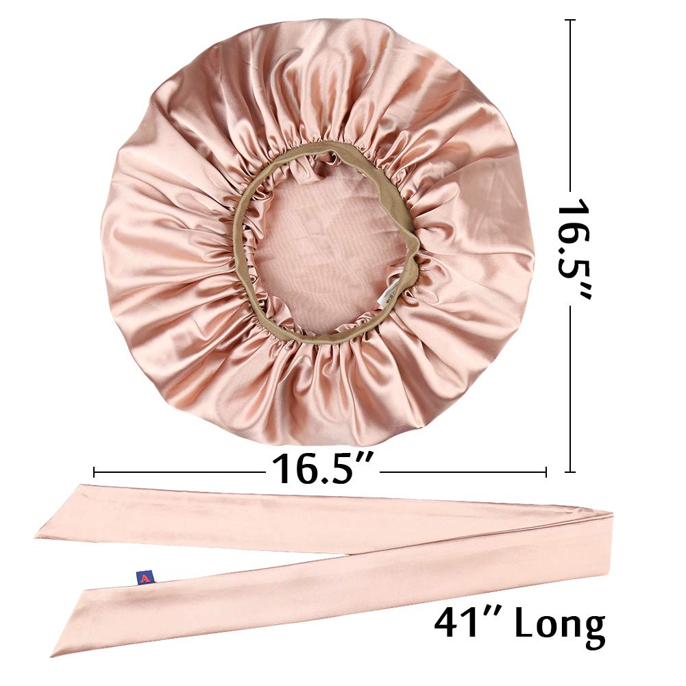 Night Cap Satin Hair Bonnet Sleeping Hat for Women Coral Red Beauty and Personal Care Alnorm