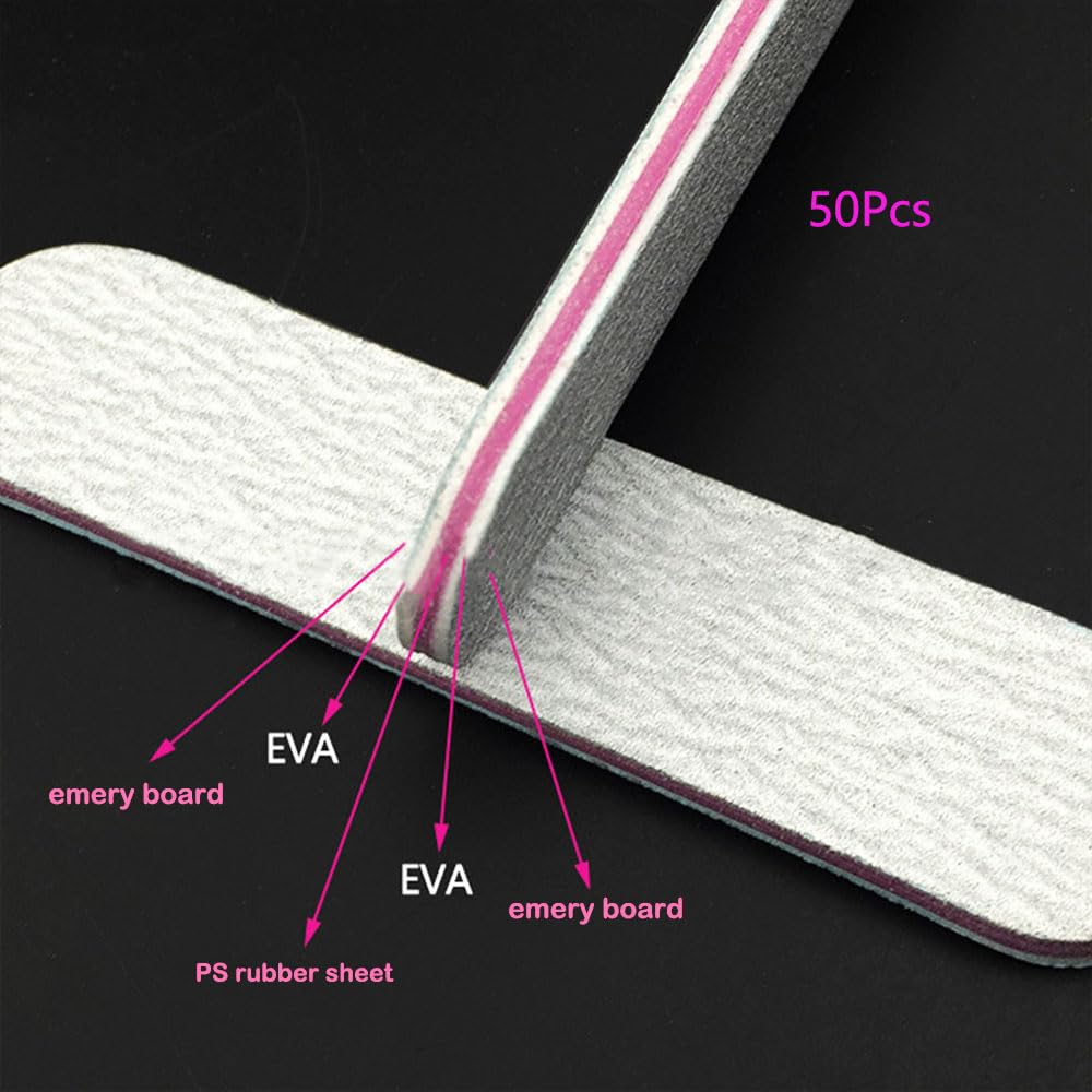 50 Packs 100/180 Grits Mini Nail Files and Buffers Double Sided Emery Boards Manicure Tool for Acrylic Nails, Nail Care Beauty & Personal Care Ourart