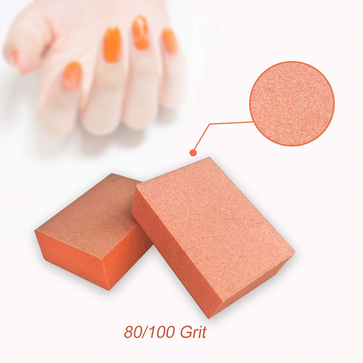 MARYTON Nail Buffer Mini Block Files, 80/100 Grit for Acrylic Nails, 130 Count (Orange) Beauty & Personal Care MARYTON