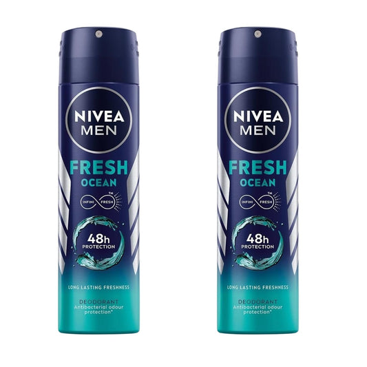 NIVEA MEN Fresh Ocean Deodorant Spray with Ocean Extracts, Long-Lasting Aqua Scent, Odor Protection & Skin Care, 150ml Body Spray for Men, Fresh Beauty and Personal Care NIVEA