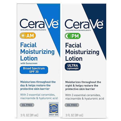 CeraVe Day & Night Face Lotion Skin Care Set | Contains AM with SPF 30 and PM Face Moisturizer | Fragrance Free Beauty & Personal Care CeraVe