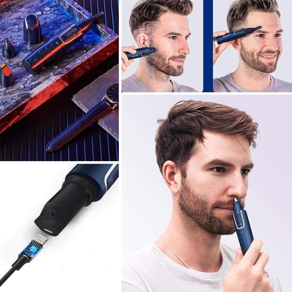 LEONYS Nose and Ear Hair Trimmer, Professional Painless USB Rechargeable Nose Hair Trimmer for Men and Women, Waterproof for Easy Cleansing Dual Edge Beauty and Personal Care LEONYS