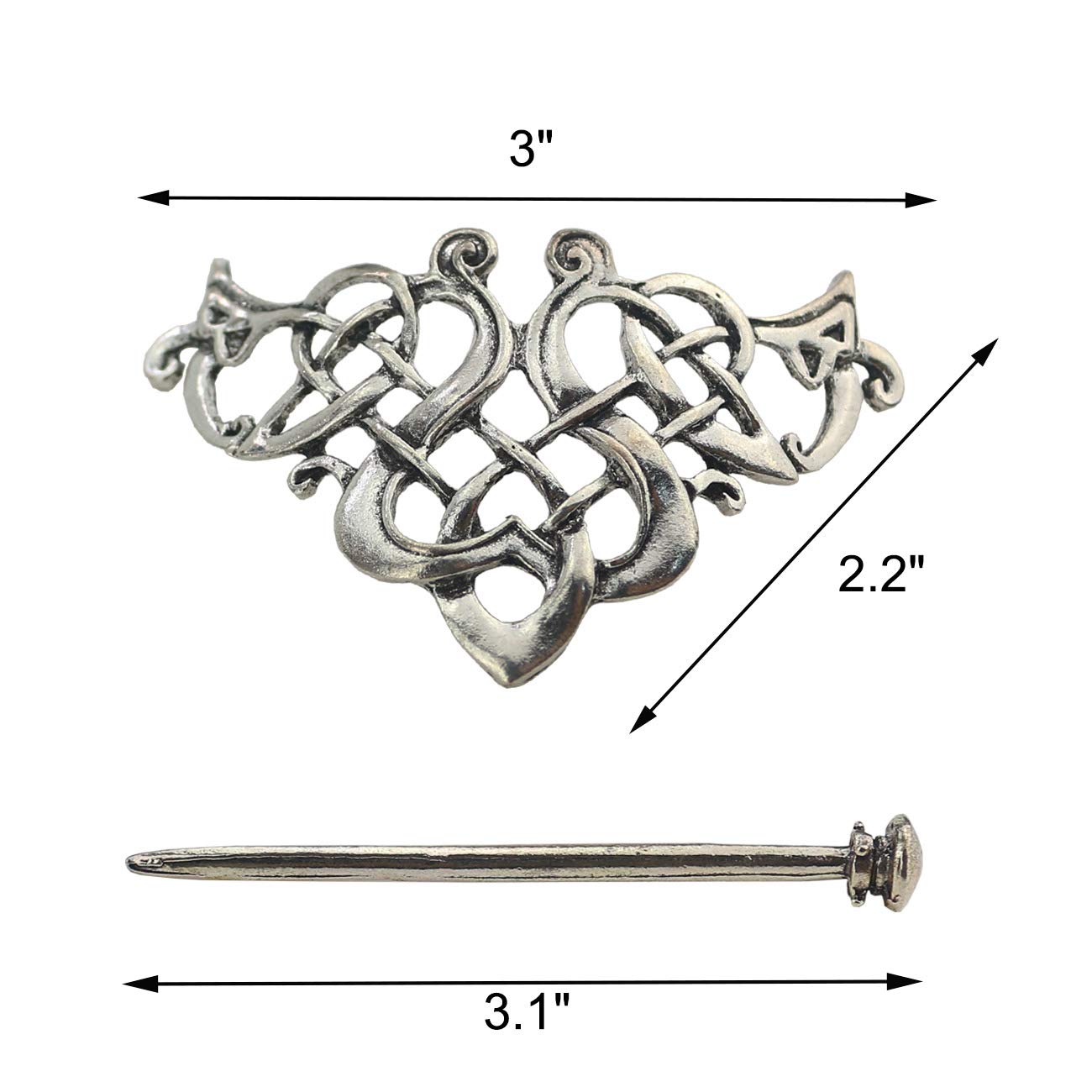 Tinsow Silver Vintage Hair Clip, 2 Pcs Celtic Hair Slide Pins Accessories for Women (Style C H) Beauty & Personal Care Tinsow