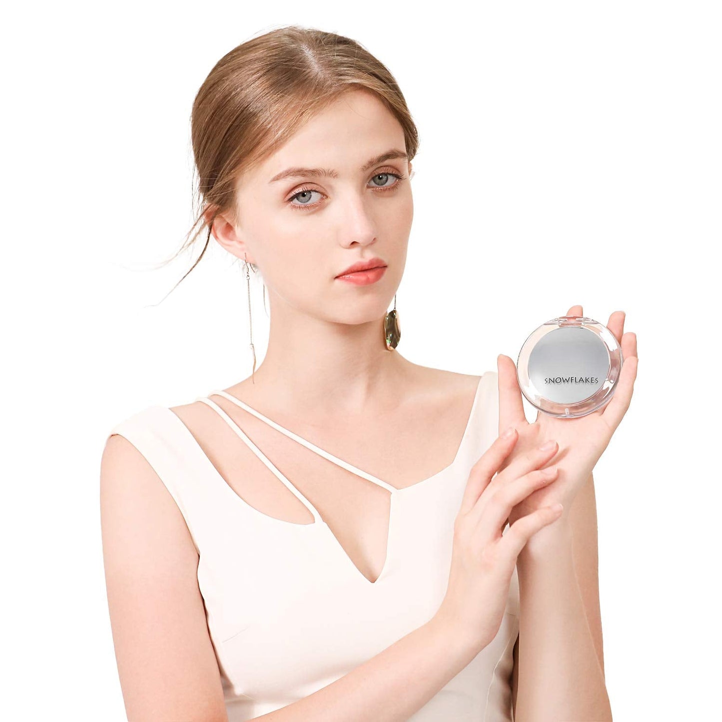 Magnifying Compact Mirror - Snowflakes Pocket Small Travel Hand Mirror, Double Sided 1x/10x Magnification Handheld Portable Mirror for Purses (Silver) Beauty & Personal Care SNOWFLAKES SNOWFLAKES