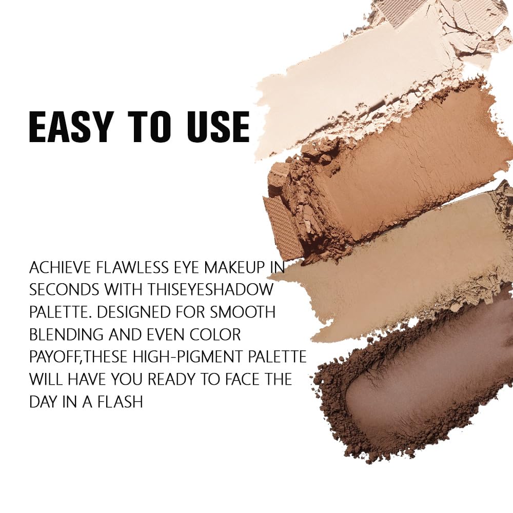 evpct Nude Brown Matte Powder Eyeshadow Quad Palette, Light Nude Pink Natural Dark Brown Matte Smoky High Pigmented Mini Eye Shadow Palette Makeup Beauty and Personal Care evpct