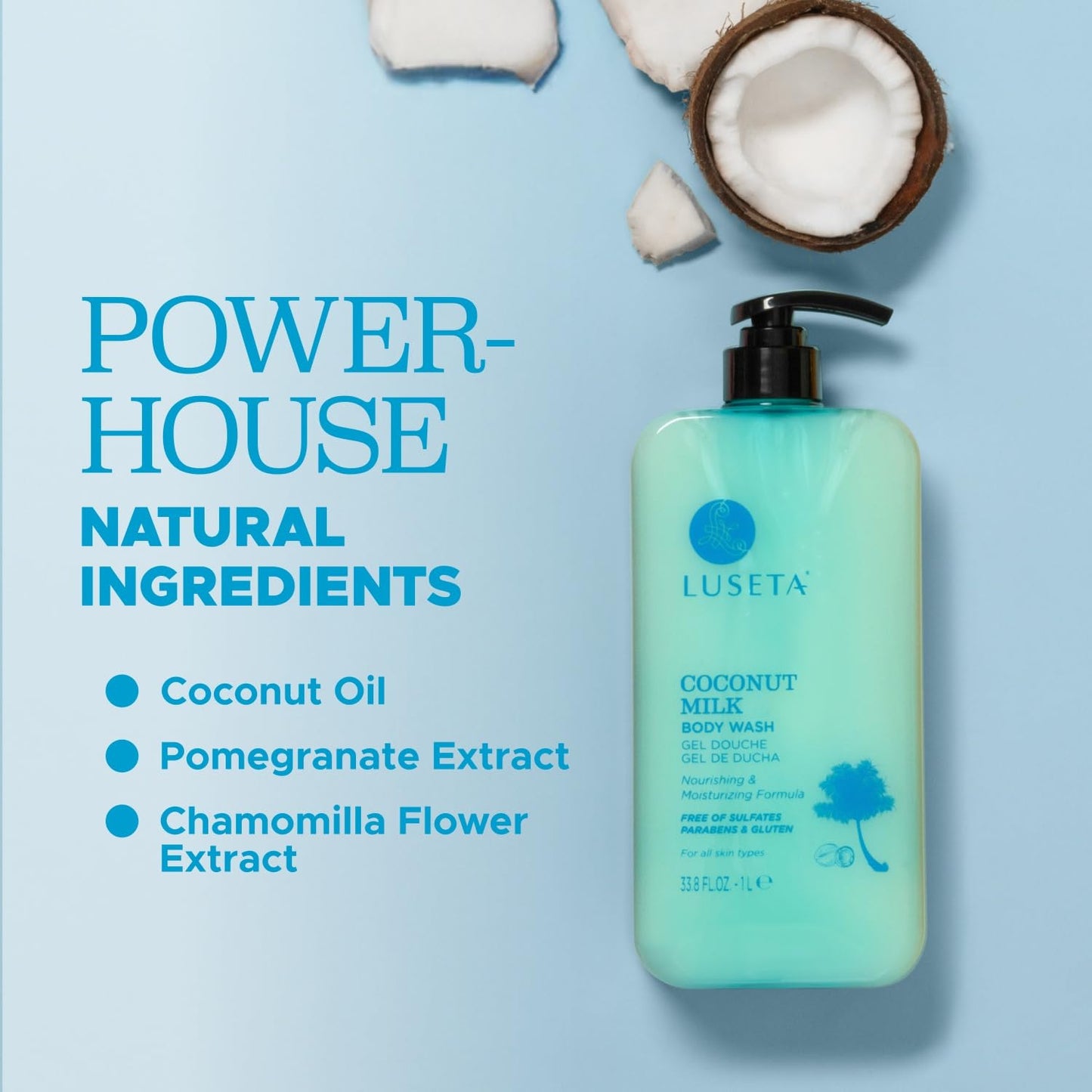 Luseta Coconut Milk Body Wash with Coconut Oil & Pomegranate -Shower Gel Body Wash for Deep Hydration, Gentle Cleansing, Soothes Skin for All Skin Beauty & Personal Care L LUSETA