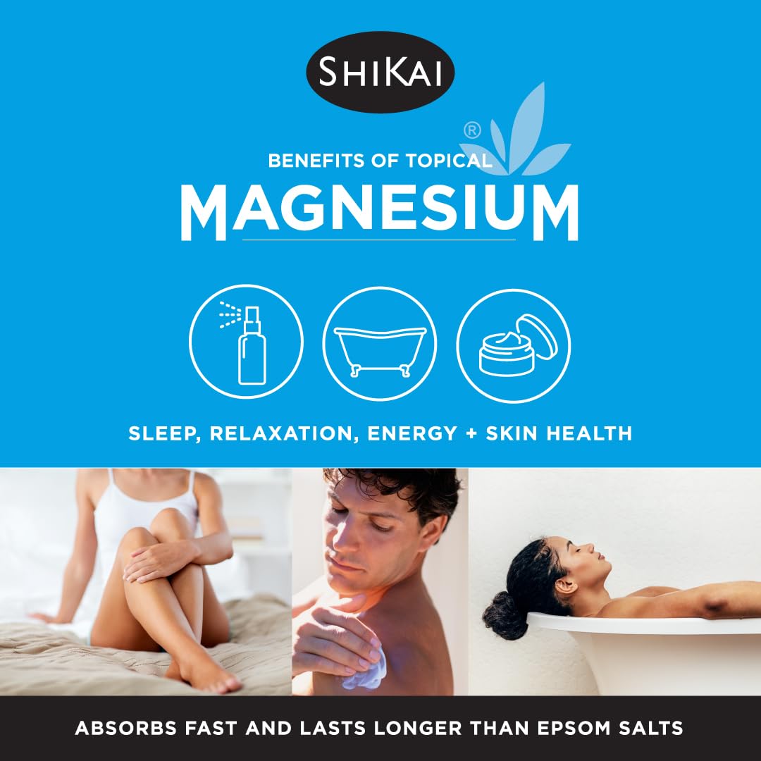 ShiKai Magnesium Bath Flakes with Melatonin (32 oz) - Bath Salt Soak for Muscle Relief - Enhance Sleep - Fragrance Free Beauty and Personal Care ShiKai