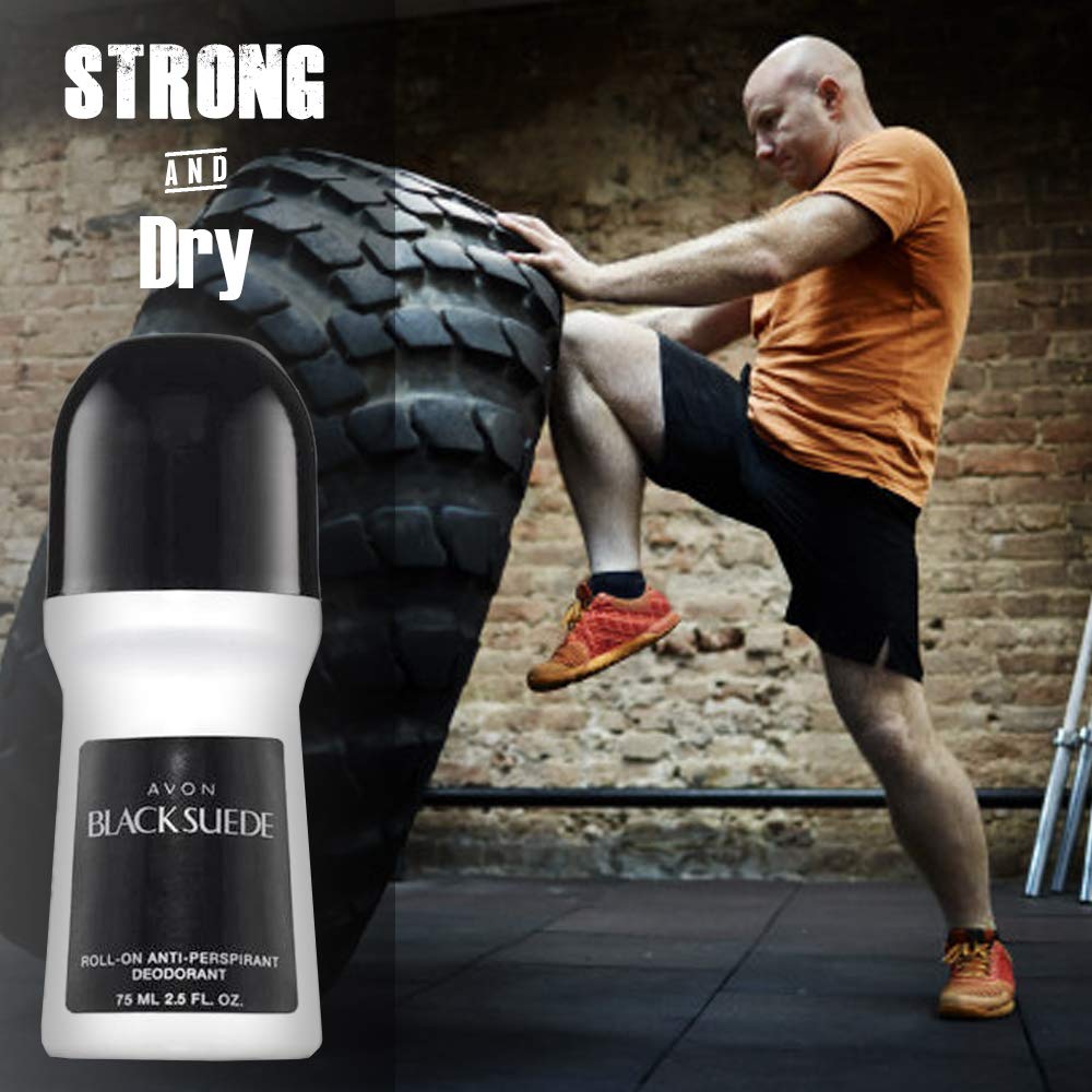 AVON Black Suede Roll-On Antiperspirant Deodorant for Men, 24-Hour Protection, Masculine Sandalwood Scent, Quick-Drying & Non-Staining Mens Deodorant Beauty and Personal Care AVON