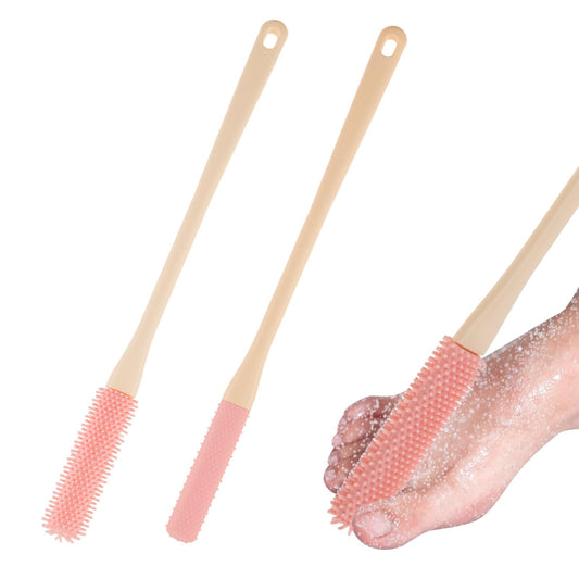 2 Pack Toe Cleaning Brush 15.7" Long Handle Soft Rubber Toe Scrubber Brush Portable Foot Brushes Feet Cleaner Scrub in Shower Foot Lotion Applicator Beauty and Personal Care KarHoeGern