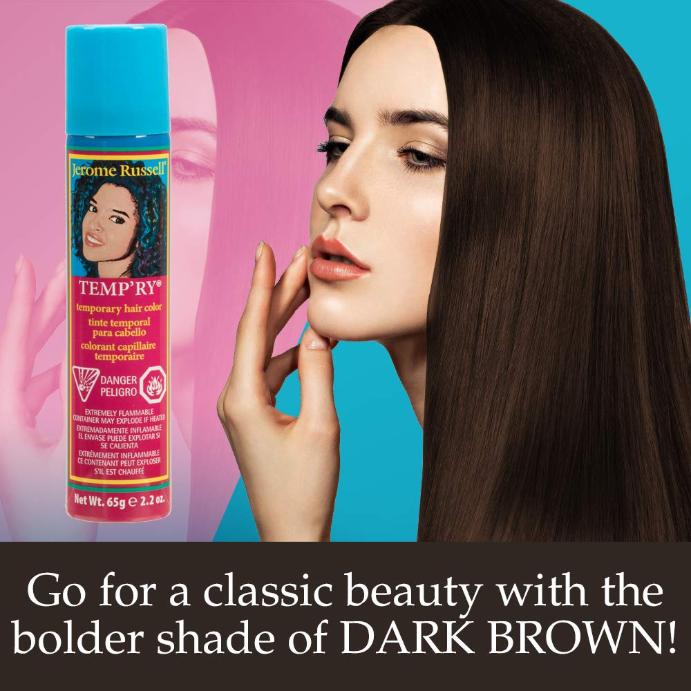 Jerome Russell Dark Brown Hair Tint Spray - Intense, Spray-On, Instant Vivid, Fast-Drying, Non-Sticky, Travel Size Temporary Hair Dye, 2.2 oz Beauty & Personal Care Jerome Russell
