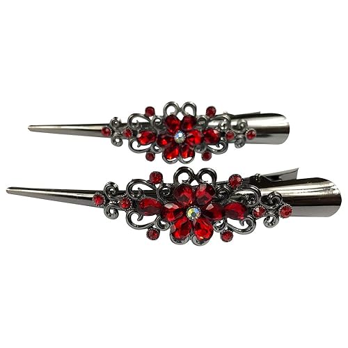 Large Retro Metal Hair Clips Flower Duck Bill Clips Rhinestone Hair Barrettes with Teeth Hair Pins Hair Slide Stylish for Women Girl Hair Jewelry Beauty & Personal Care DAONACO