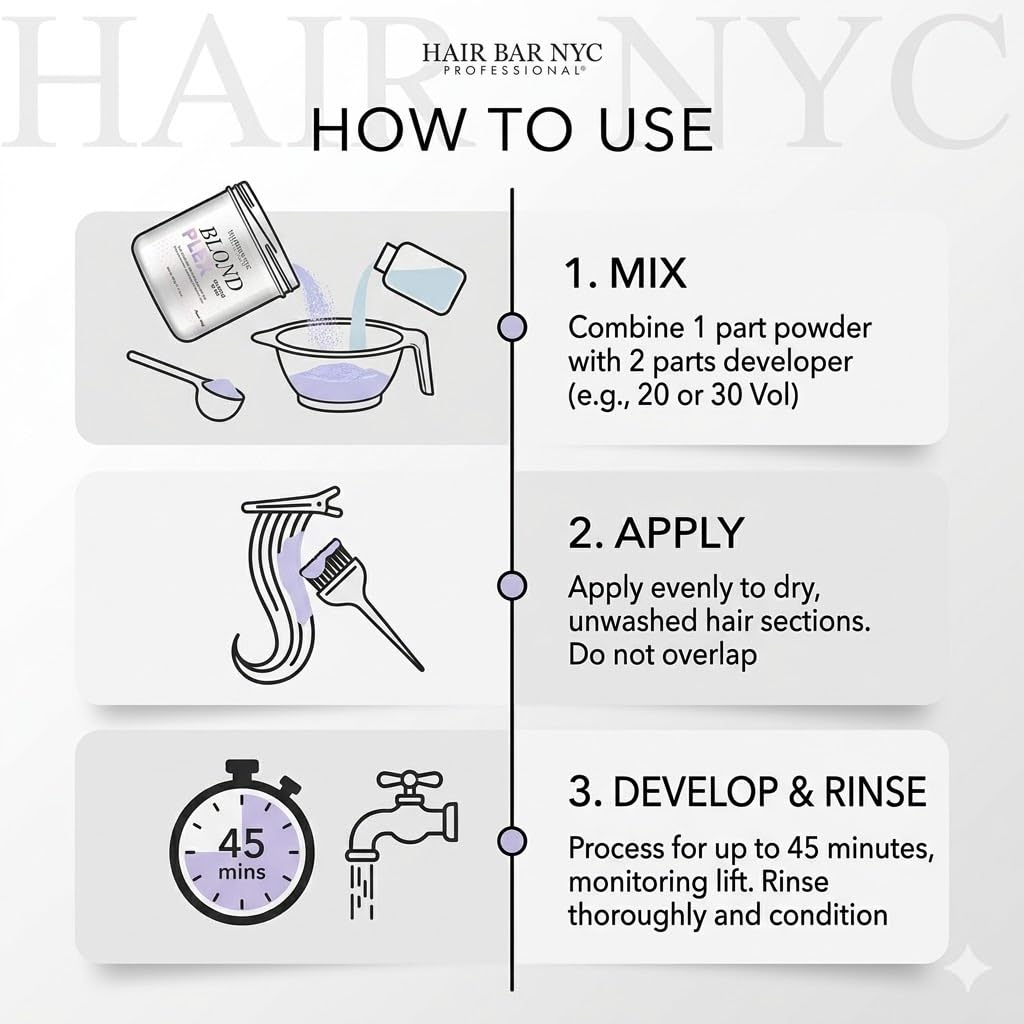 Blond Plex Extreme Lifting 10X Levels Violet Dust Free Lightener Powder Made in Italy 500g /17.63oz Professional Hair Lightening, Maximum Lift Beauty & Personal Care Hair Bar NYC