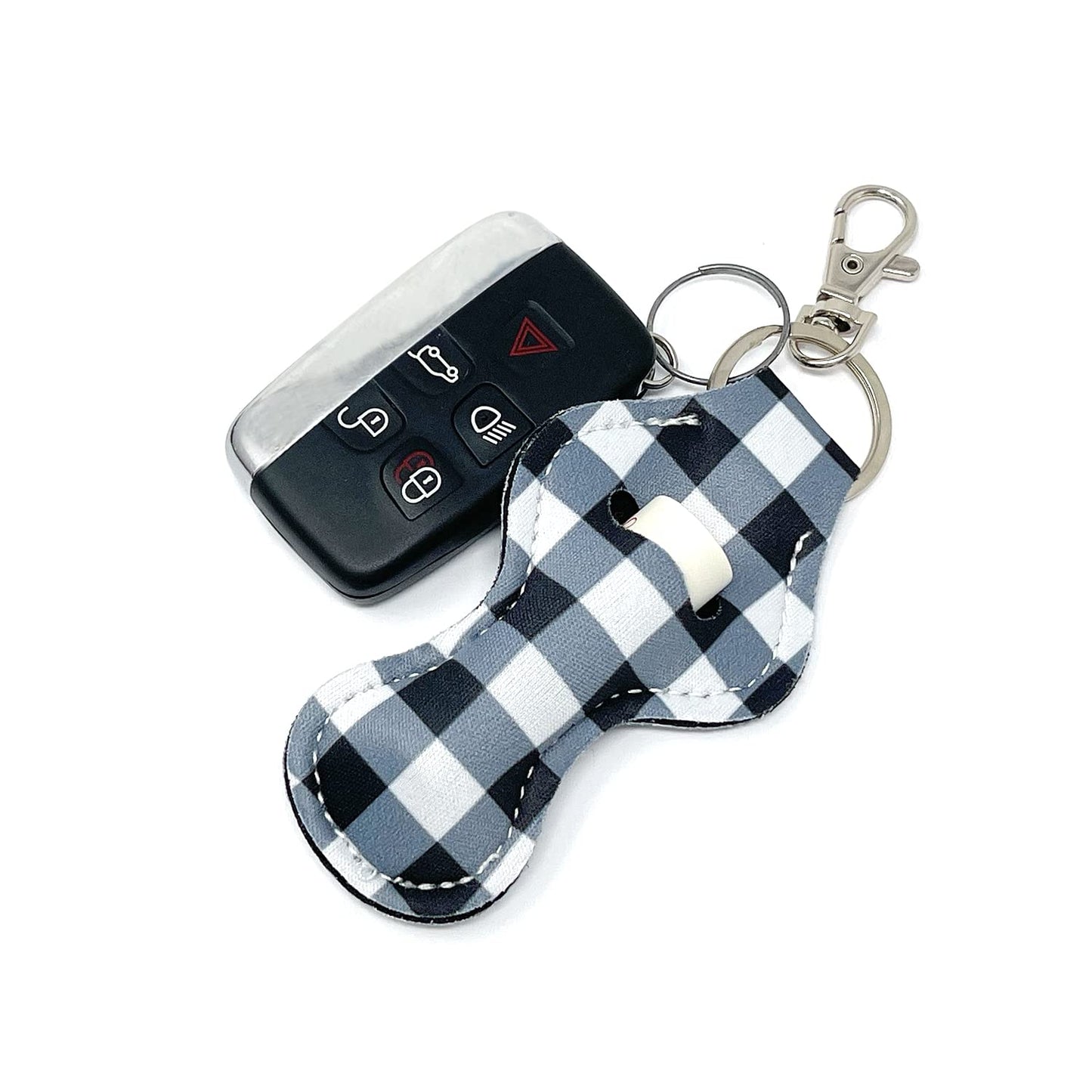 allydrew 10 Pack Chapstick Holder Keychain, Keyring for Lip Balm Lip Gloss Lipstick with 10 Pieces Metal Keyring Clasps, Blue & White Plaid Beauty & Personal Care allydrew