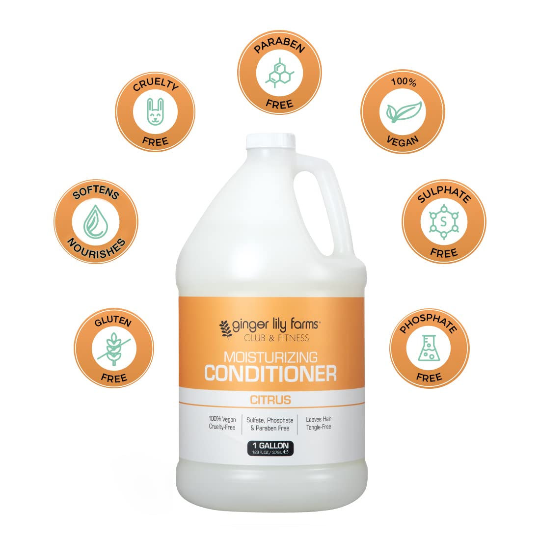 Ginger Lily Farms Club & Fitness Moisturizing Conditioner for Dry Hair, 100% Vegan & Cruelty-Free, Citrus Scent, 1 Gallon (128 fl oz) Refill Beauty & Personal Care Ginger Lily Farms