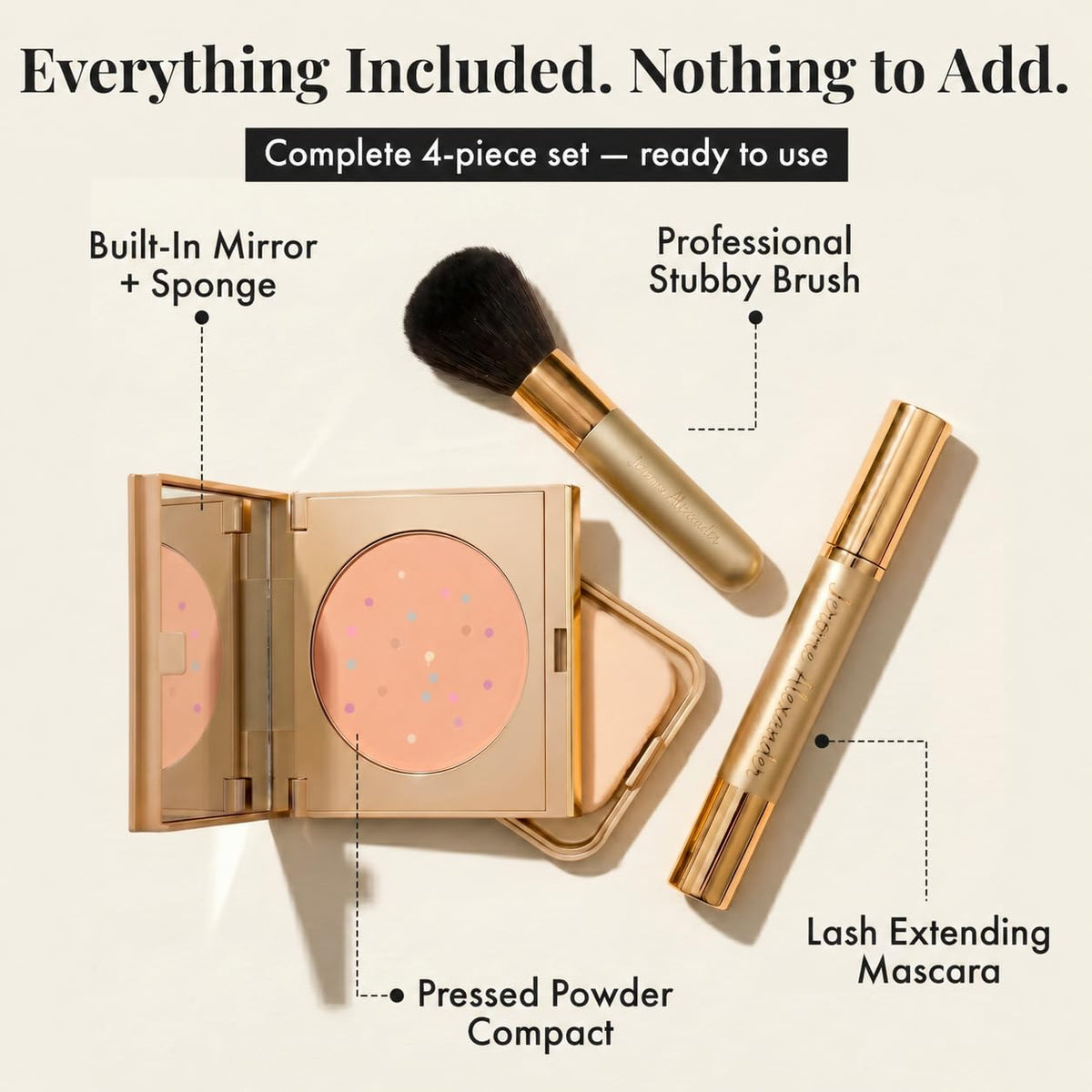 Magic Minerals Powder Foundation 4pc Set by Jerome Alexander - Medium