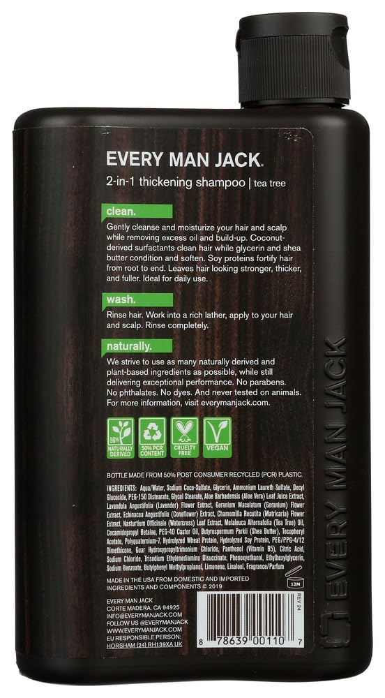 Every Man Jack SHAMPOO 2IN1 THCKNG TTREE, 13.53 Fl Oz (Pack of 1), SG__US