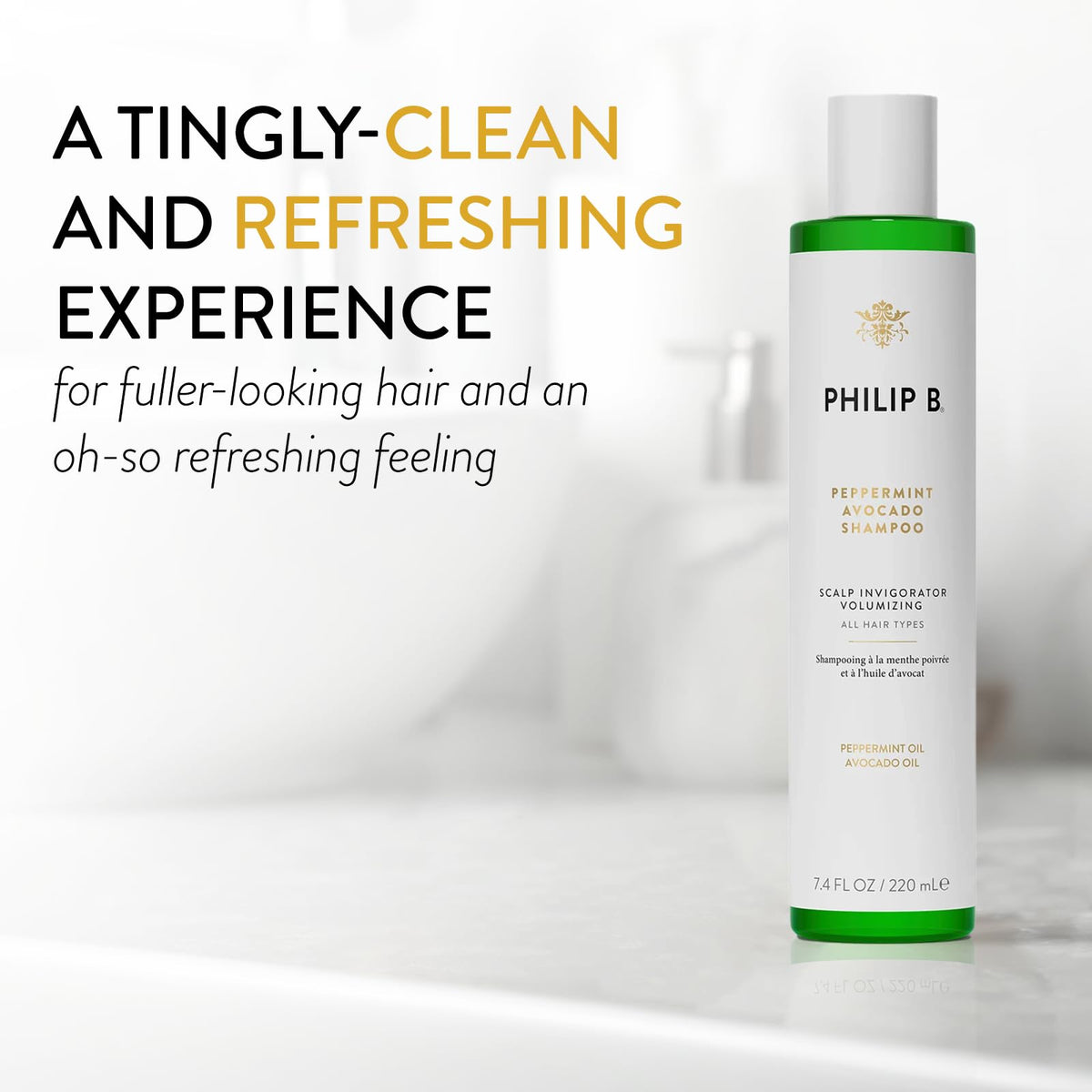 PHILIP B Peppermint Avocado Shampoo, 7.4 fl. oz. (220 ml) - Volumizing & Clarifying Shampoo for Dry to Oily Hair and Scalp, Non-Stripping Beauty & Personal Care PHILIP B