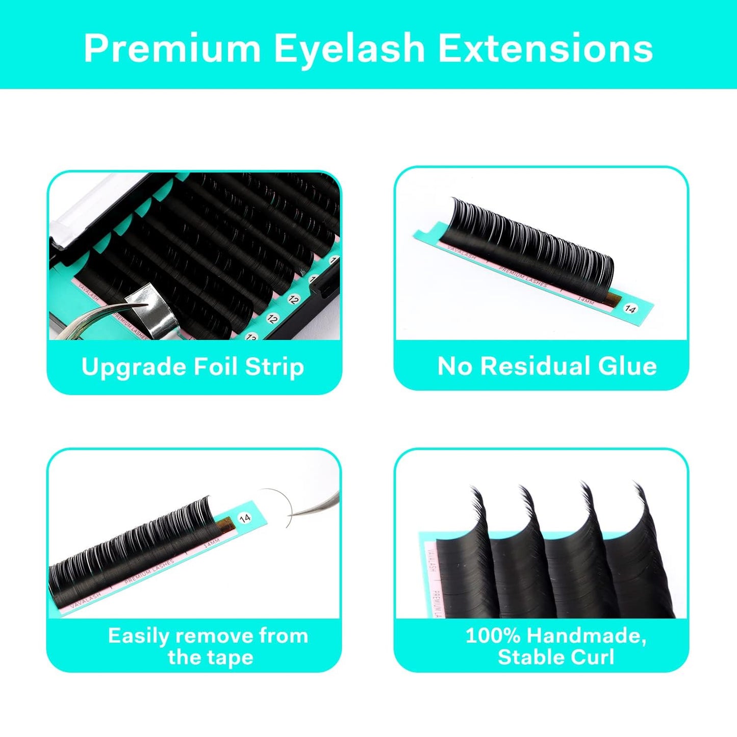Eyelash Extensions 0.07 CC Curl 8-14mm Lash Extensions Supplies Individual Lashes Premium Silk Volume & Classic Lash Soft Matte Dark Professional Beauty & Personal Care VAVALASH