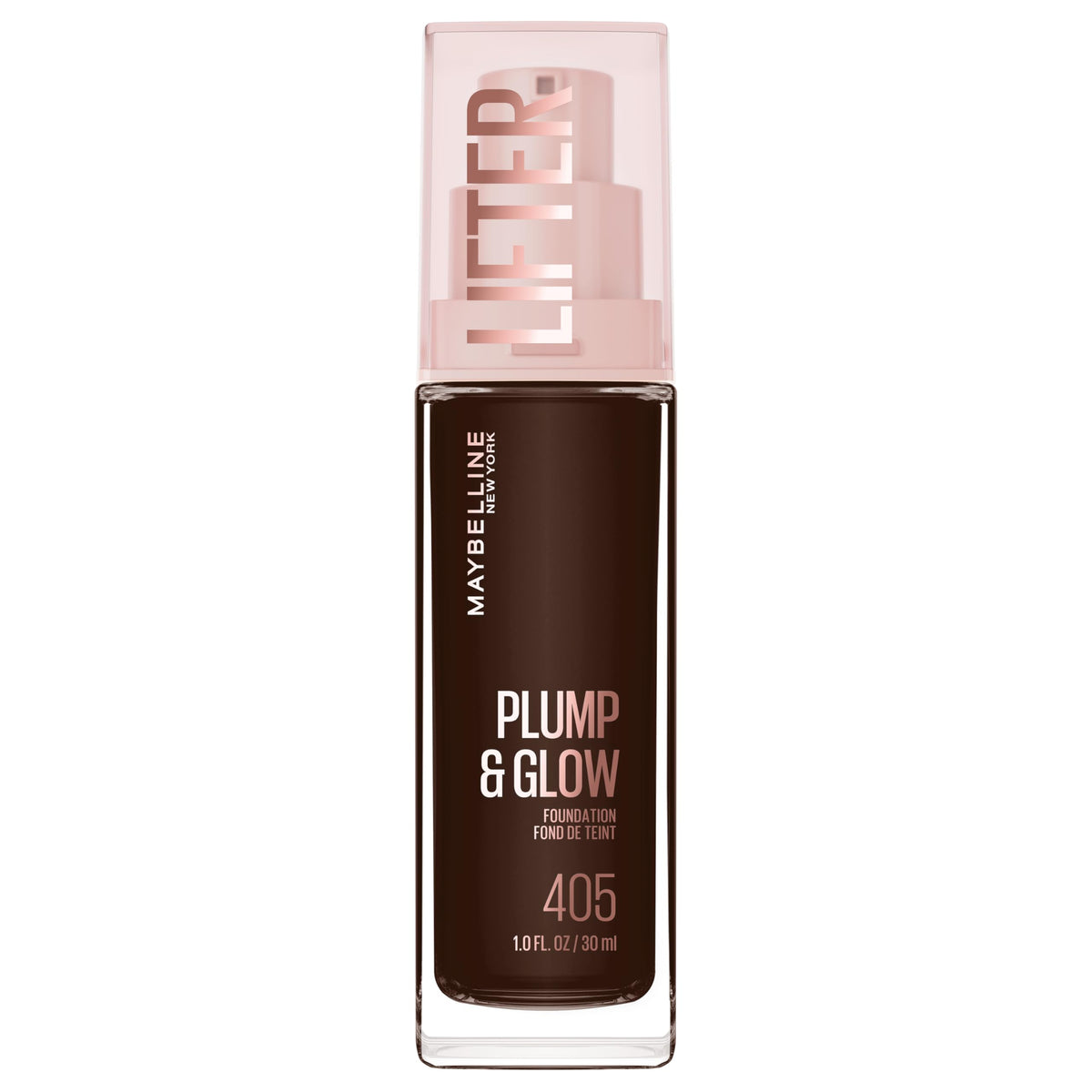 Maybelline Lifter Plump & Glow Foundation, Liquid Foundation with 2% Niacinamide + Hyaluronic Acid, Plumping and Brightening Face Makeup, 405, 1 Count