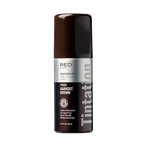 RED by Kiss 1.5OZ. Tintation Temporary Hair Color Spray, Instant Gray Root Cover Up, Water-Resistant, Smudge-Proof, Hairline & Barber Touch-Up, Quick Beauty & Personal Care Red by Kiss