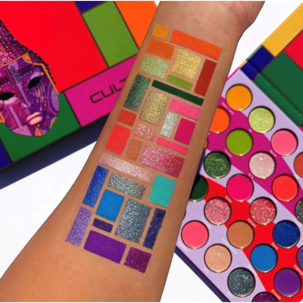 Juvia's Place Palette Culture - Yellow, Greens, Pink, Purple, Orange, Chromatic & Glitter Shades, 30 Pigmented Makeup Palette for Eye Color & Shine… Beauty & Personal Care Juvia's Place
