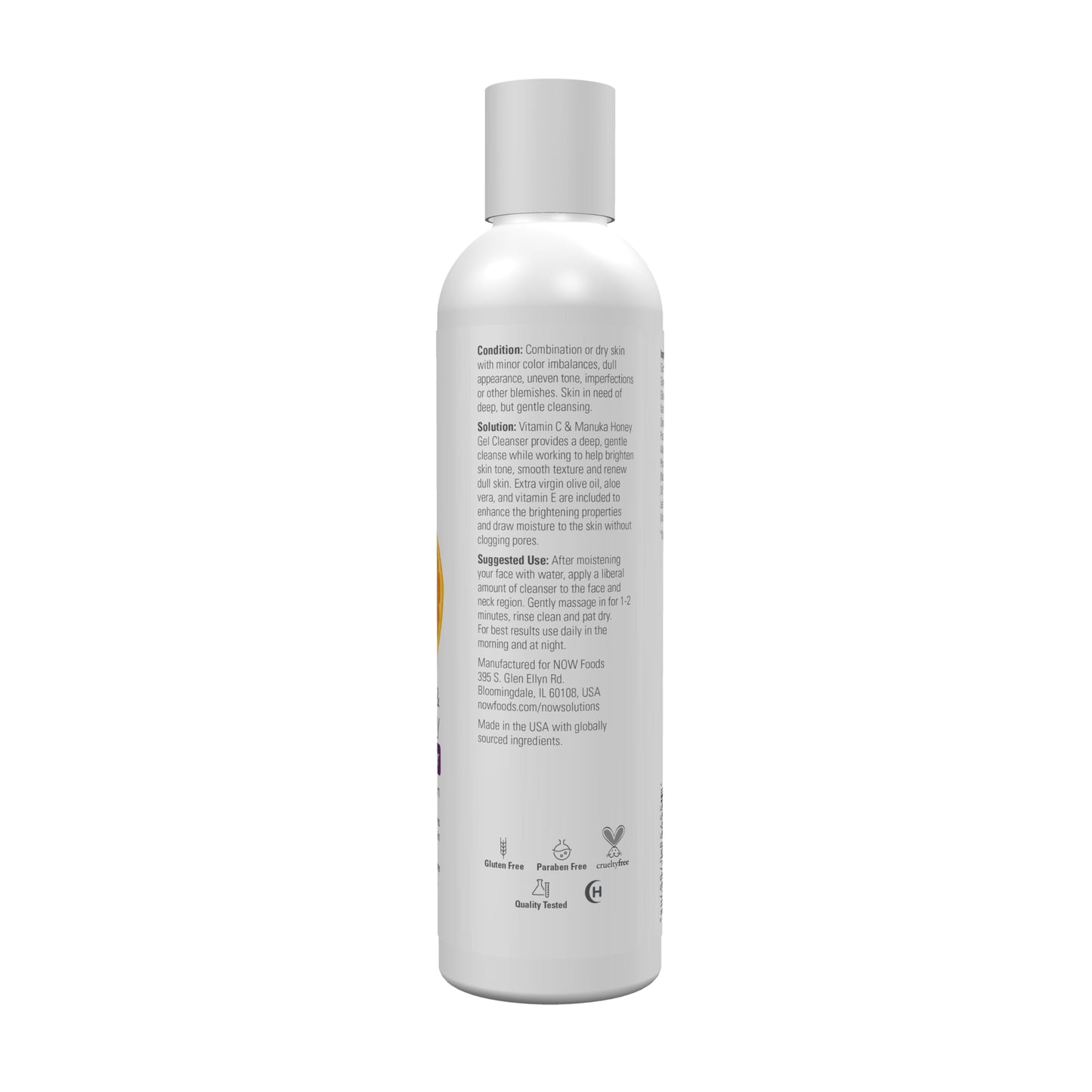 NOW Foods Solutions, Vitamin C and Manuka Honey Gel Cleanser, Brightening System, Promotes Healthy-Looking Skin, 8-Ounce Beauty & Personal Care NOW Foods