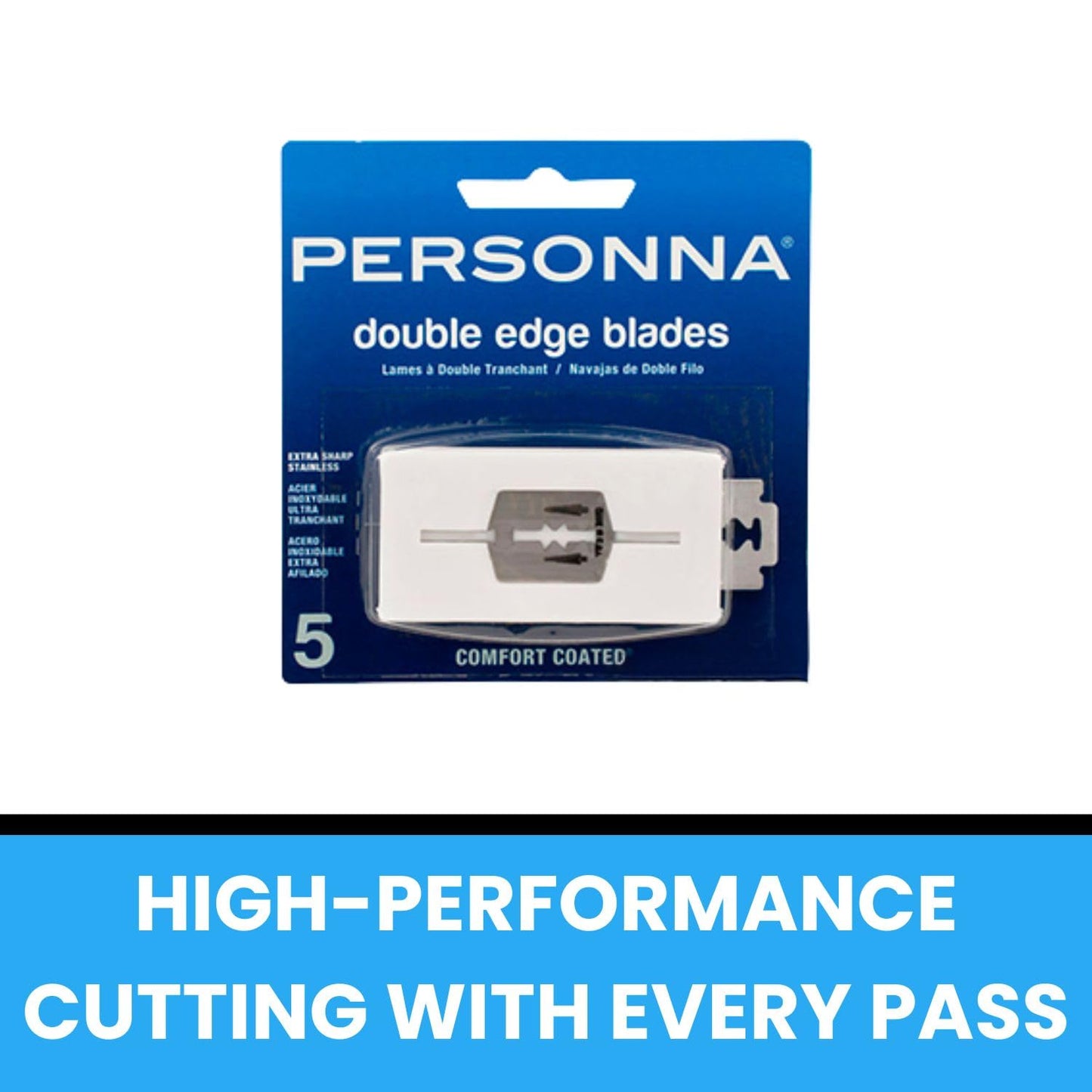 Personna DE Stainless Steel Double Edge Blades - 4" Length, 4.25" Width, 0.5" Height, 5-Pack - 60-0141-NUPC Beauty and Personal Care AccuTec