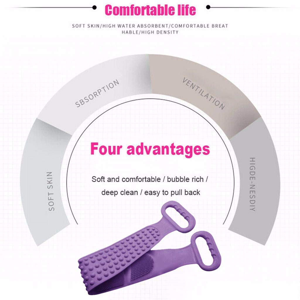Liyes Bath Shower Silicone Body Brush, Bath Belt Exfoliating Body Brush Belt Wash, Washing Towel Scrub Sponges, Washcloth Bathroom Accessories - Beauty and Personal Care Liyes