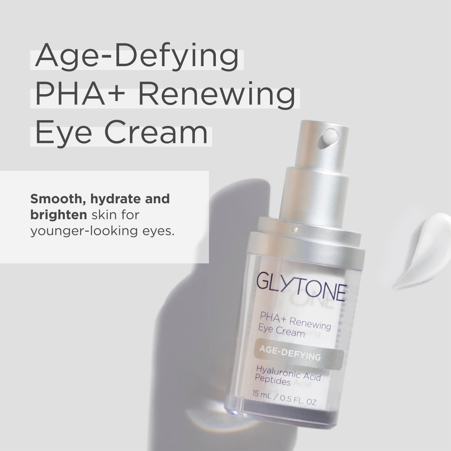 Glytone Age-Defying PHA+ Renewing Eye Cream for Wrinkles| Anti aging Under Eye Cream with Hyaluronic Acid Peptides| Targets Puffiness, Bags, Wrinkles Beauty & Personal Care GLYTONE