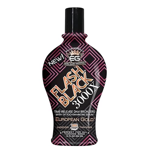 European Gold Flash Black 3000X Indoor Tanning Lotion - Ultra-Dark Advanced Formula with Time-Release DHA Bronzers for Long-Lasting, Deep Color Beauty & Personal Care European Gold