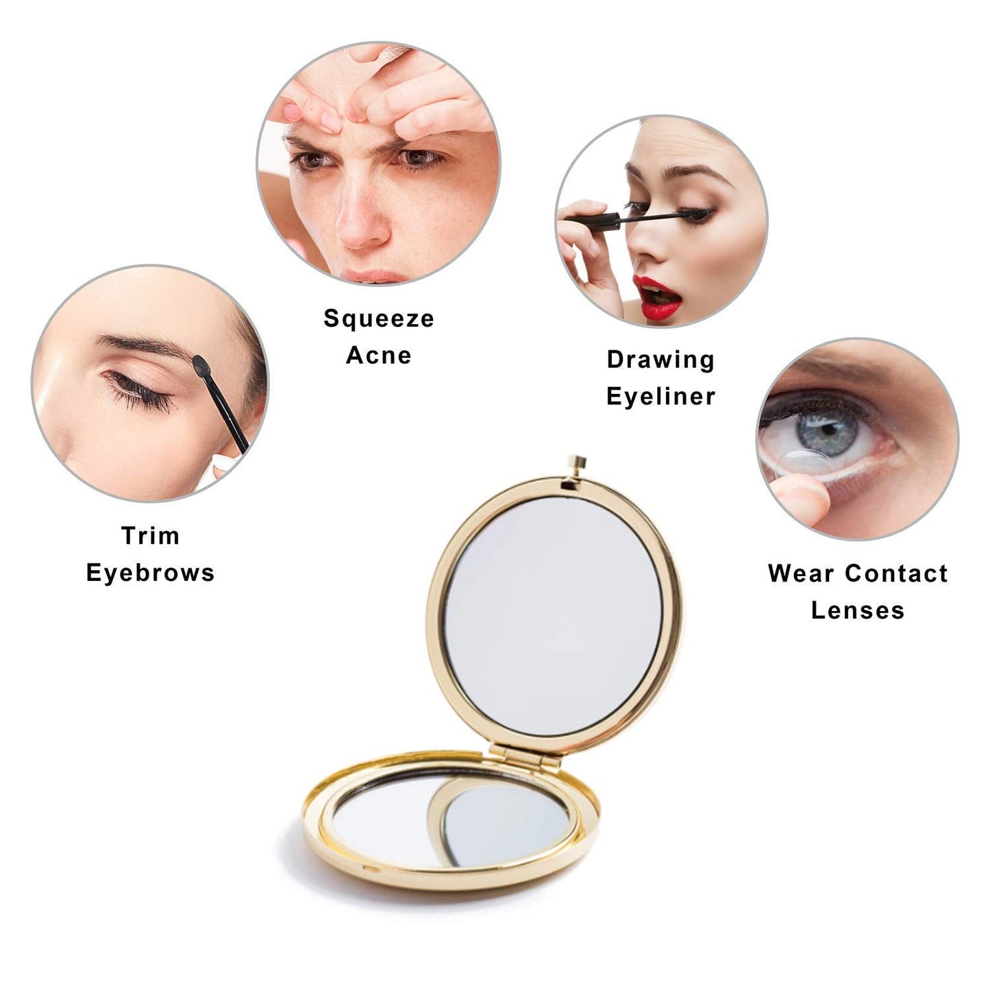 MIHAGUTY Magnifying Compact Mirror for Purses with 2 x 1x Magnification, Folding Mini Pocket Double Sided Travel Makeup Mirror,Perfect for Purse Beauty & Personal Care MIHAGUTY