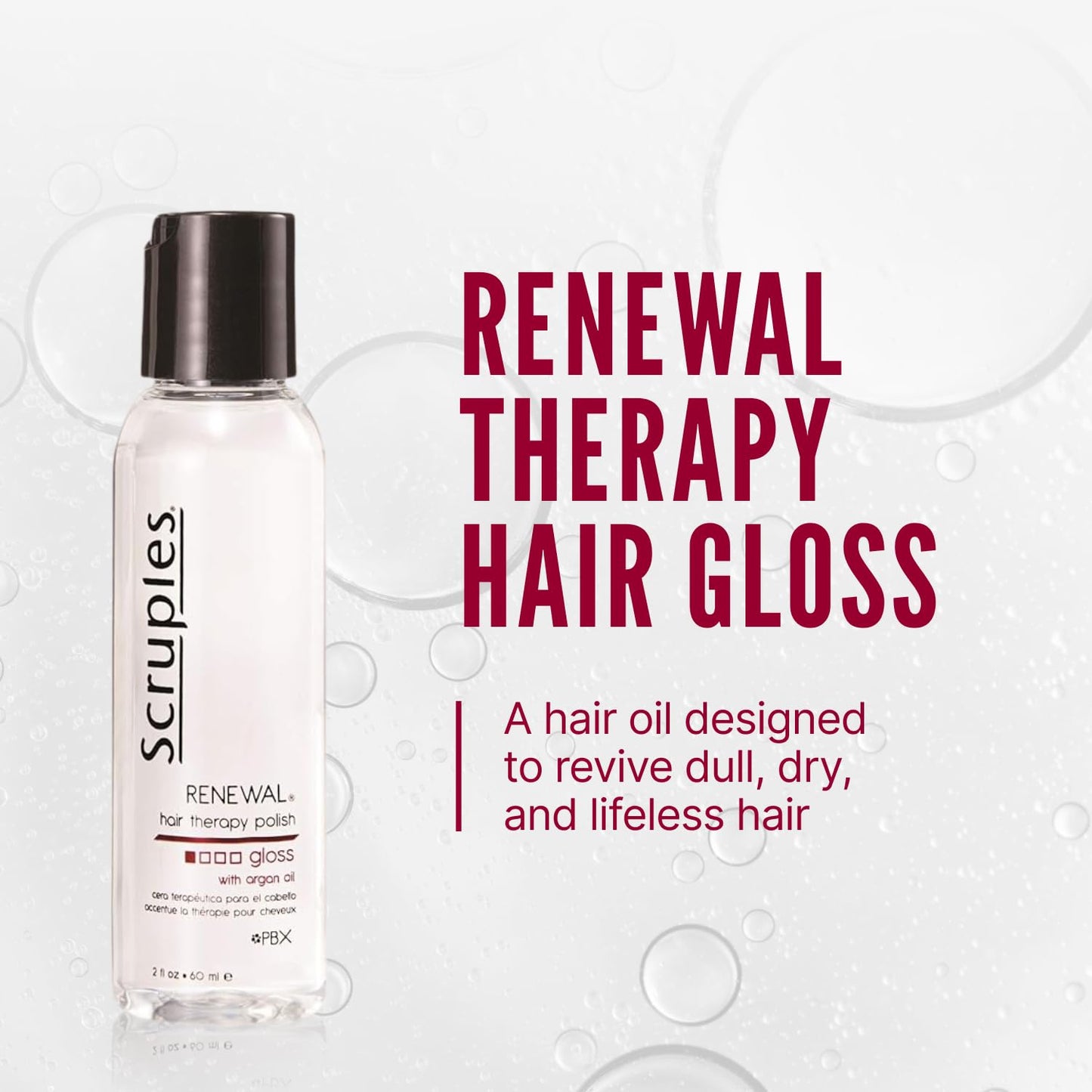 Scruples Renewal Therapy Hair Gloss - Argan Oil Hair Serum for Shine, Moisture & Frizz Control - Instantly Restores Dry, Lifeless Strands (2 oz) Beauty & Personal Care Scruples