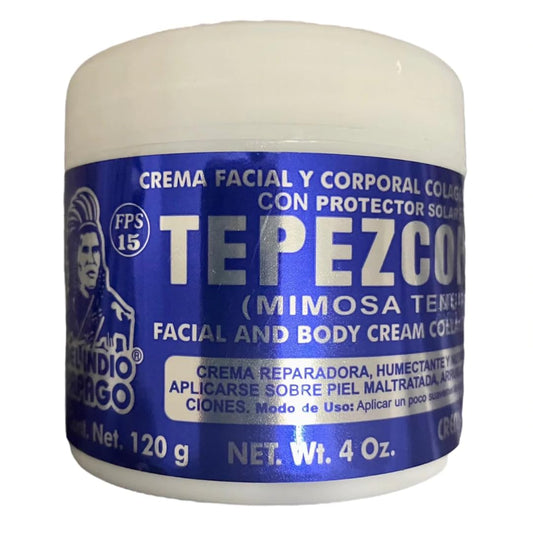 Del Indio Papago TEPEZCOHUITE 120g SKIN CREAM COLLAGEN & VITAMIN E SUNSCREEN SPF-15 White Beauty & Personal Care Indio Papago