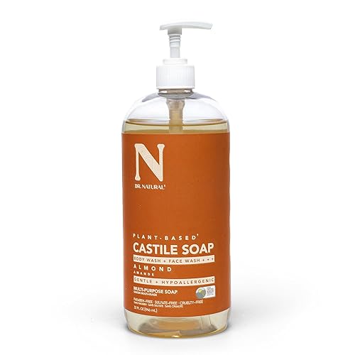 Dr. Natural Castile Liquid Soap - Multi-Use Body Wash, Shampoo and Face Wash - Hydrating Body Soap for Skin, Hair, Pets and Home - Almond - 32 oz. Beauty & Personal Care Dr. Natural