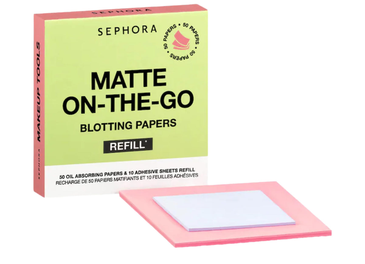 Sephora Collection Matte On-The-Go Blotting Papers Refill - 50 Oil Absorbing Papers & 10 Adhesive Sheets Refill