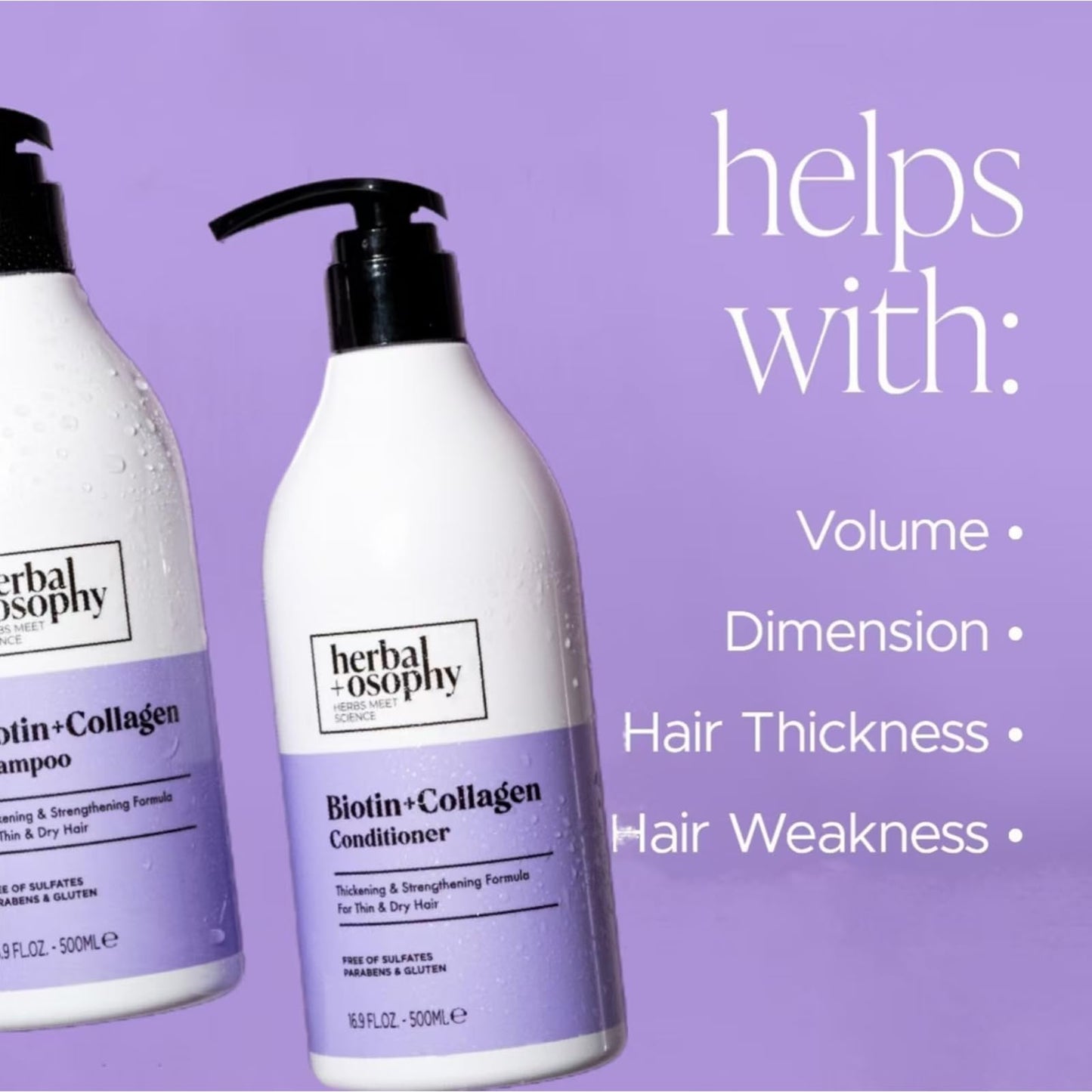 Biotin with Argan Oil & Vitamin B7 Shampoo & Conditioner Set, Gluten-free, Sulfate-free, Paraben-free Beauty & Personal Care Herbalosophy