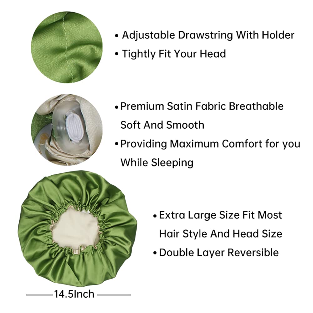 Hanbertti 2pcs Double Layer Satin Sleep Cap, Adjustable Satin Cap, Silk Bonnet, Reusable Bath Hair Cap for Night Sleeping Reversible (Silver Black+ Beauty & Personal Care Hanbertti