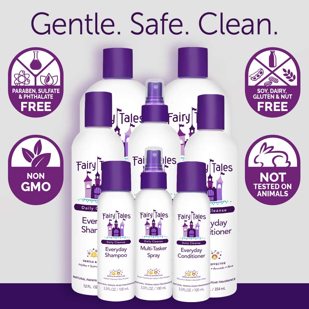 Fairy Tales Daily Cleanse Everyday Kids Shampoo, Conditioner, and Spray set - Gentle Natural Defining, Tangle Free, Moisturizing + Hydrating, Clean + Beauty & Personal Care Fairy Tales