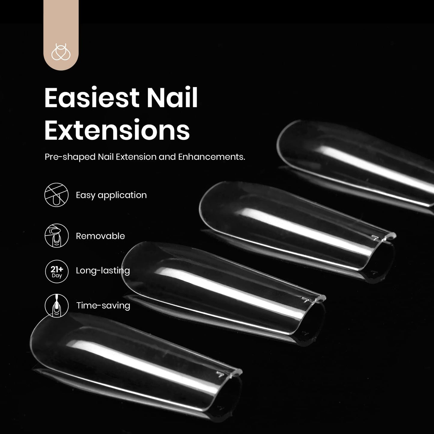 Beetles Gel Nail Tips, 500Pcs Pre-shaped Long Square Gelly Clear Press on Nail Tips Full Cover Acrylic False Nails Extensions Soak Off for Art Women Beauty and Personal Care beetles Gel Polish
