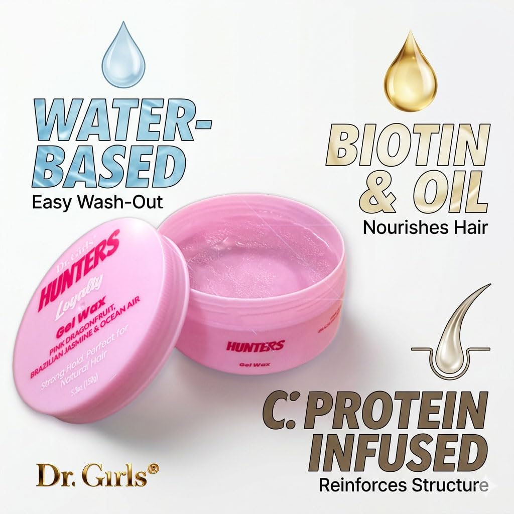 Dr. Girls HUNTERS Edge Control Hair Styling Gel Wax - Strong Hold, Water-Based with Nourishing Biotin & Castor Oil, 5.3 oz (Pink Dragonfruit Beauty & Personal Care Dr.Girls