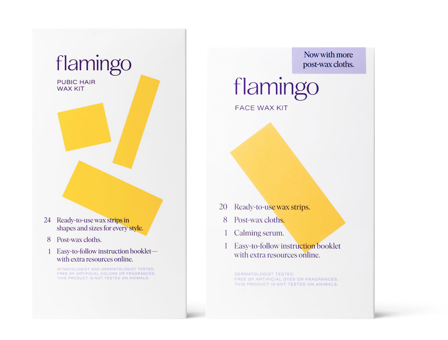 Flamingo Face & Pubic Wax Kit - 44 Wax Strips, 16 Post-Wax Cloths, and Calming Serum - Easy At-Home Hair Removal Beauty and Personal Care Flamingo