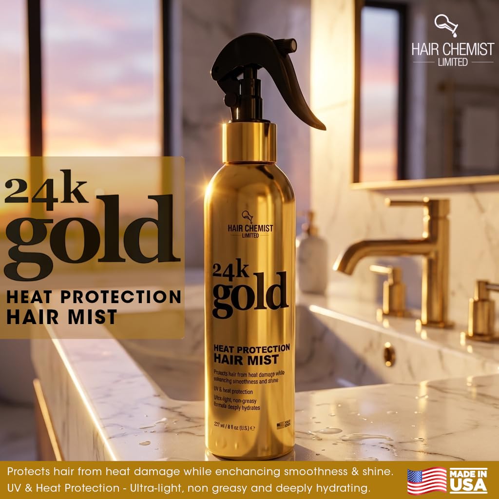 Hair Chemist 24k Gold Heat Protection Hair Mist 8 Ounce- UV & Thermal Heat Protectant Spray for Blow Drying & Flat Iron- Anti-Frizz and Shine Beauty & Personal Care Hair Chemist