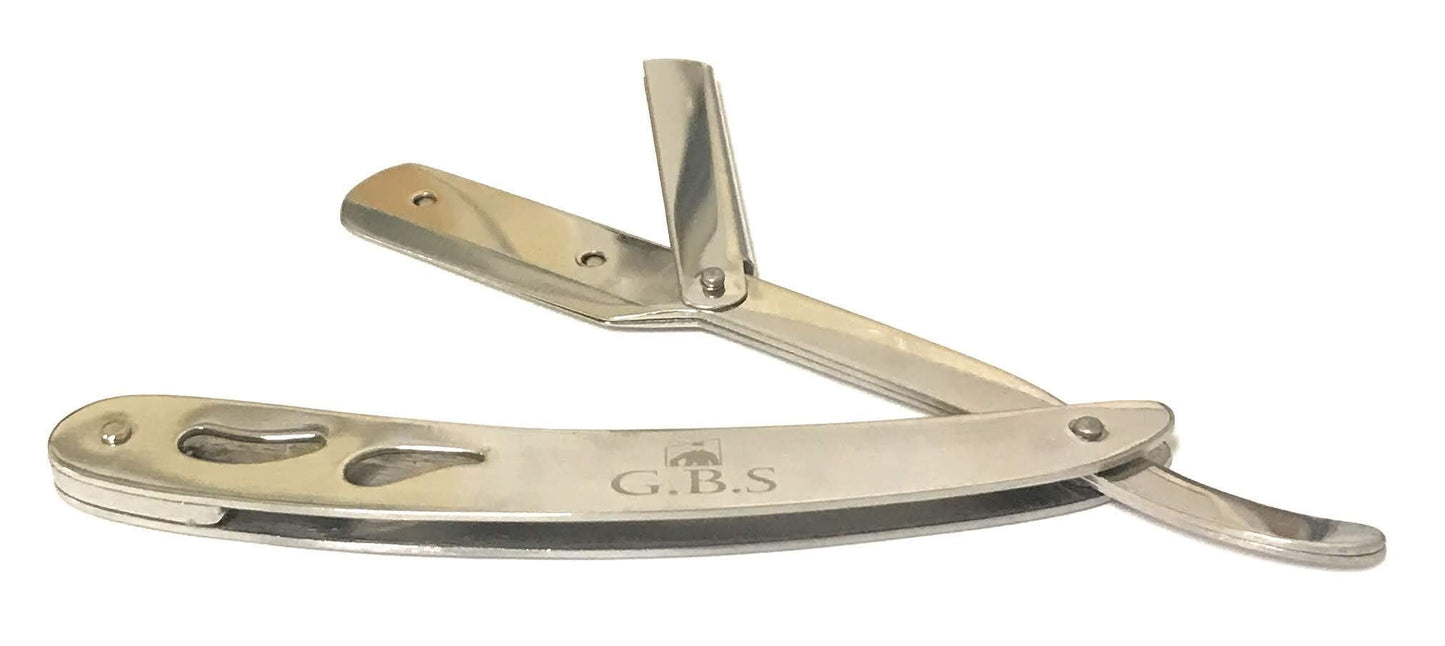 G.B.S Professional Barber Straight Edge Razor Safety with 20-Pack Platinum Blades - 100 Percent Stainless Steel (Chrome) Beauty and Personal Care G.B.S