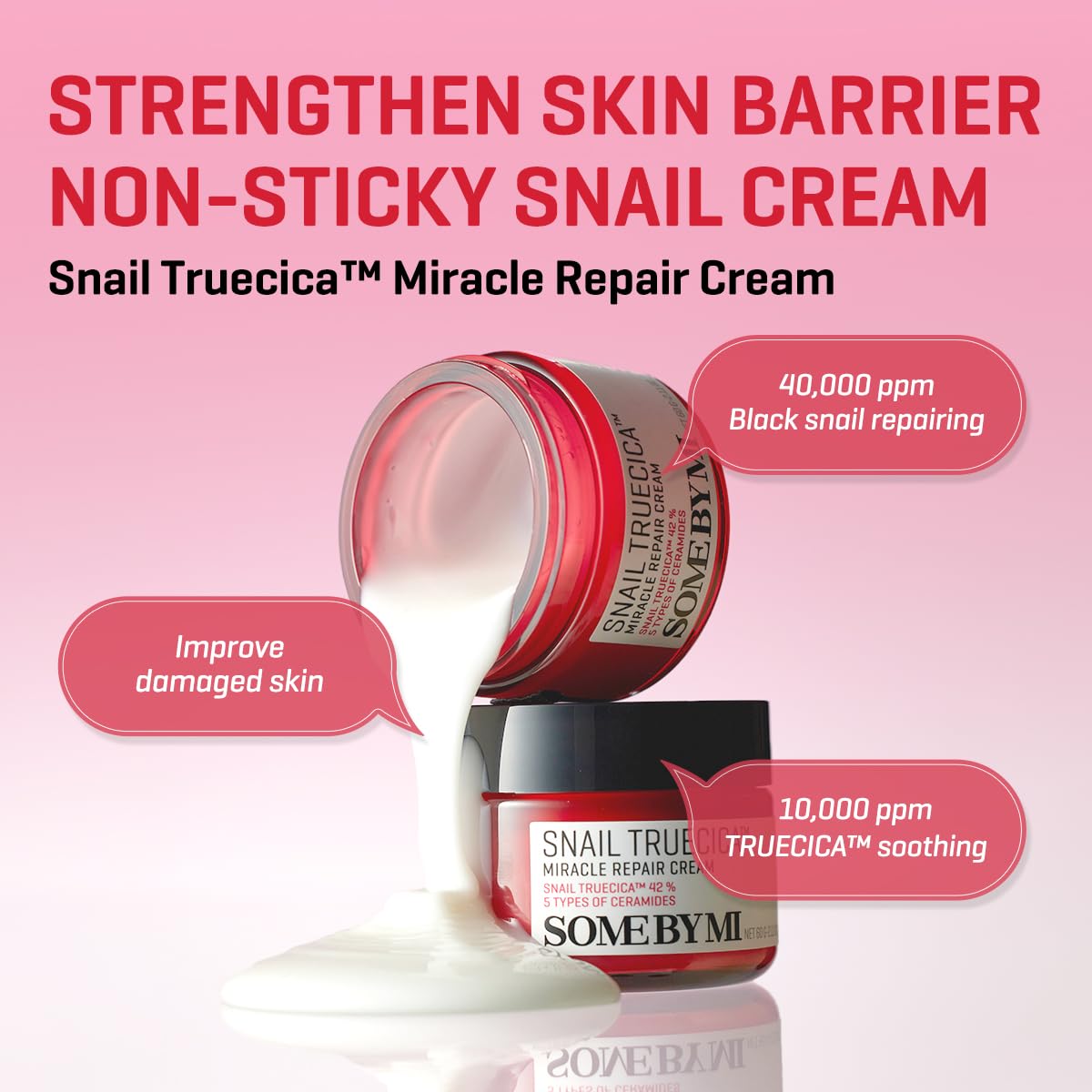 SOME BY MI Snail Truecica Miracle Repair Cream - 2.02Oz, 60ml - Made from Snail Mucin for Sensitive Skin - Daily Repair Face Moisturizer for Acne Beauty & Personal Care SOME BY MI