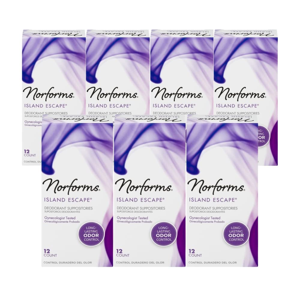 Norforms Feminine Deodorant Suppositories, Long Lasting Odor Control, Island Escape scent, 12 Count. (Pack of 7) Beauty and Personal Care Norforms