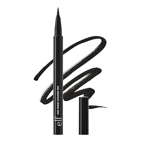 e.l.f. H2O Proof Eyeliner Pen, Felt Tip, Waterproof, Long-Lasting, High-Pigmented Liner For Bold Looks, Vegan & Cruelty-Free, Jet Black. 0.02 Fl Oz Beauty & Personal Care e.l.f.