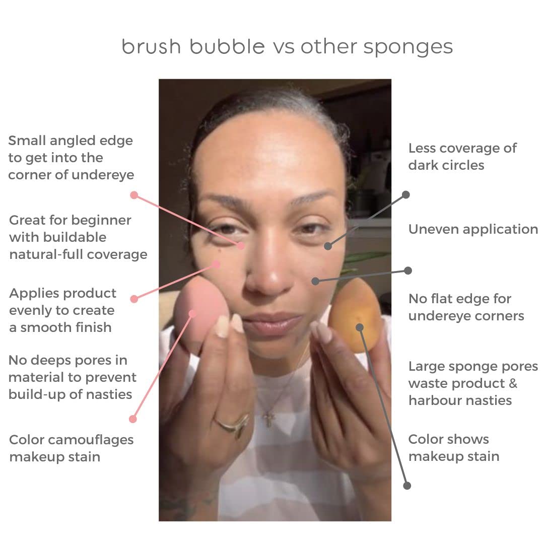 6 piece Rose Pink Makeup Sponge Set - Brush Bubble dual angled beauty sponge for blending liquid foundations, powders & creams, get a flawless blended Beauty & Personal Care brush bubble