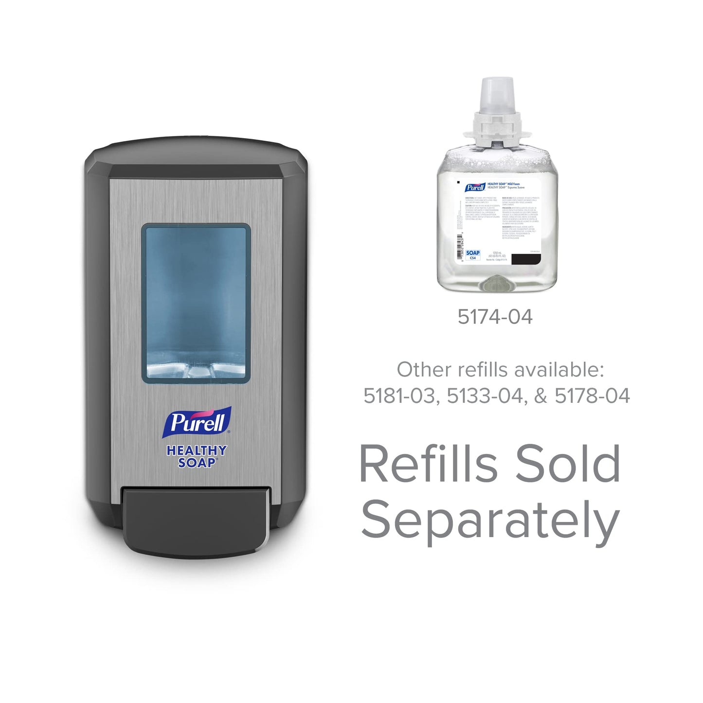 PURELL CS4 HEALTHY SOAP Push-Style Soap Dispenser, Graphite, for 1250 mL PURELL CS4 HEALTHY SOAP Refills (Pack of 1) - 5134-01 Beauty & Personal Care Purell